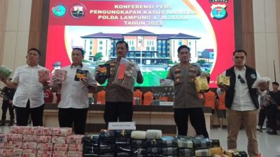 Polda Lampung Berhasil Sita Puluhan Kilogram Ganja, Ratusan Kilogram Sabu dan Ribuan Butir Ekstasi